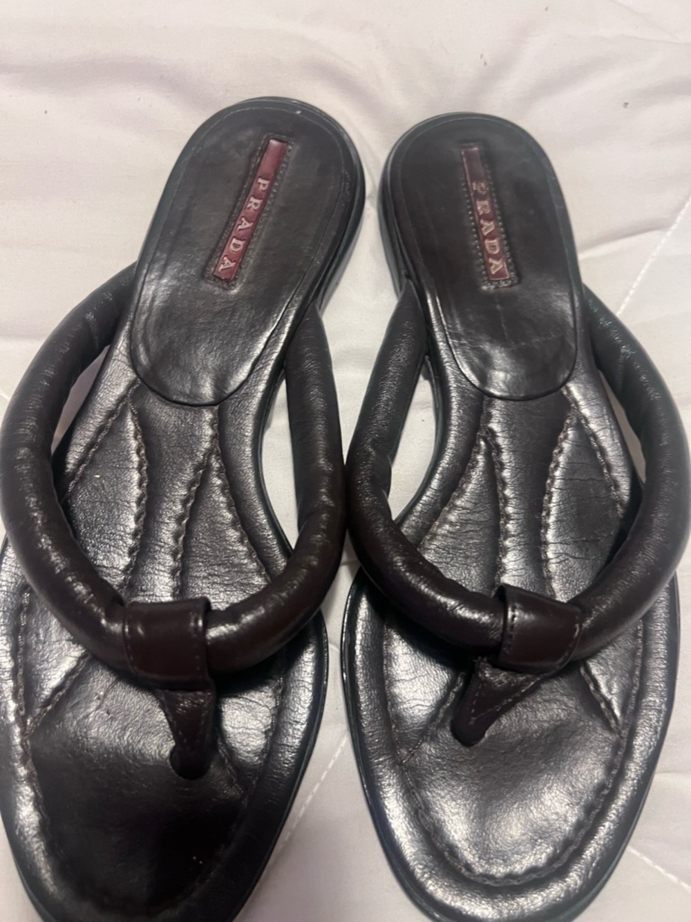 Prada Brown Nappa leather thong sandal - Picture 2 of 9